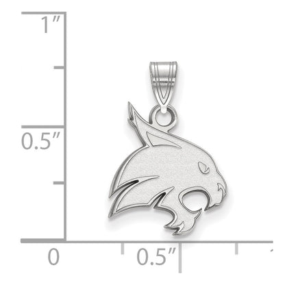 Sterling Silver Rhodium Plated Logoart Texas State University Bobcat Medium Pendant