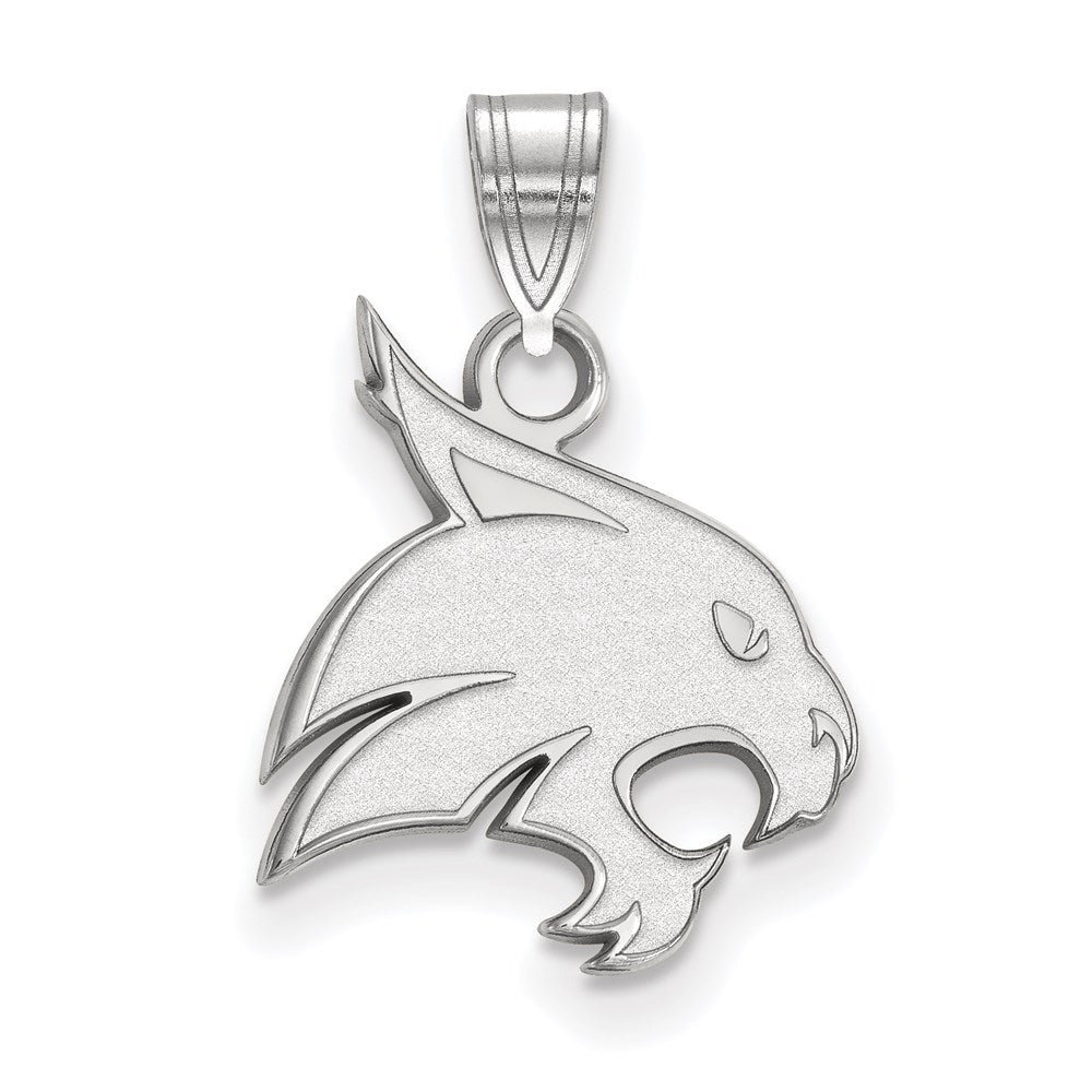 10K White Gold Logoart Texas State University Bobcat Medium Pendant