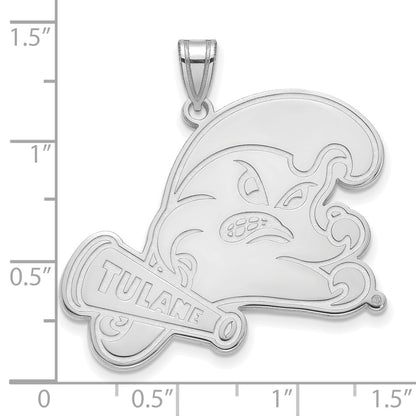 10K White Gold Logoart Tulane University Extra Large Pendant