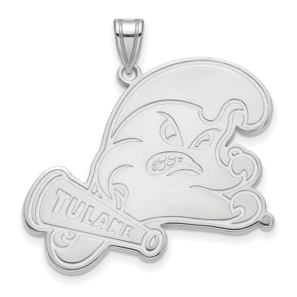 Sterling Silver Rhodium Plated Logoart Tulane University Extra Large Pendant