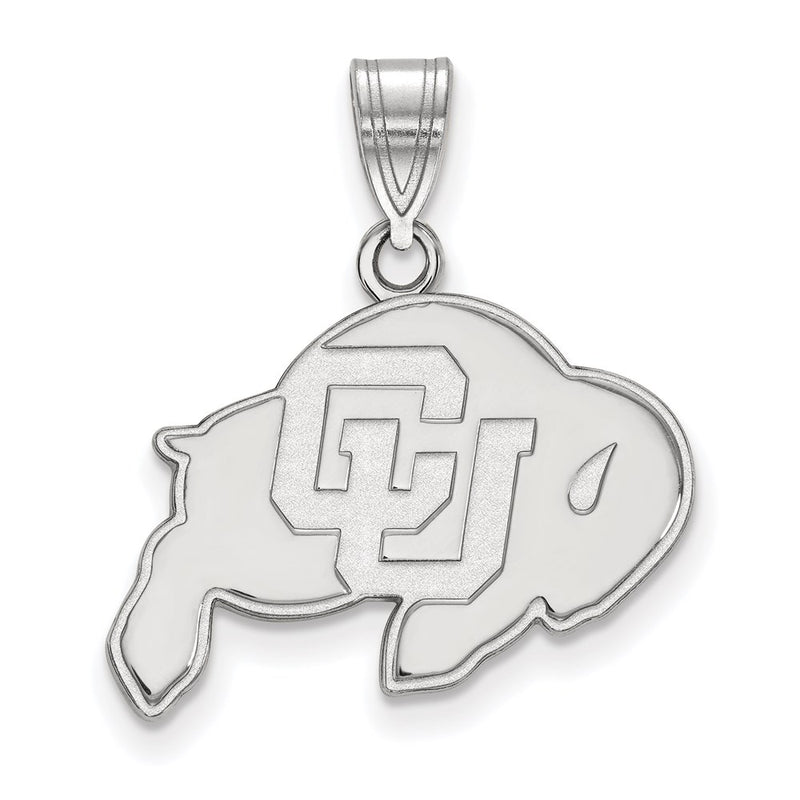 Sterling Silver Rhodium Plated Logoart University Of Colorado Buffalo Medium Pendant