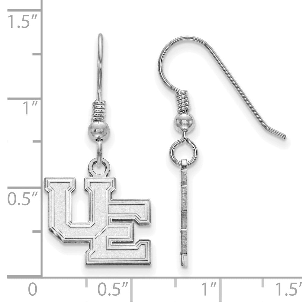 Sterling Silver Rhodium Plated Logoart University Of Evansville Purple Aces Small Dangle Wire Earrings