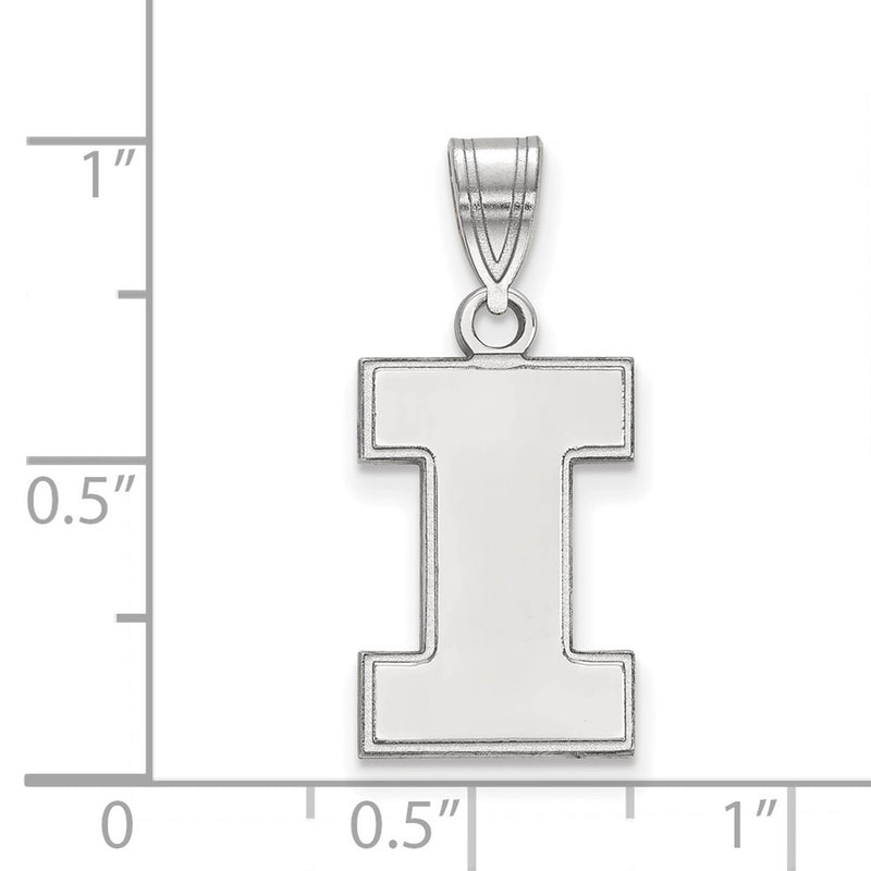 10K White Gold Logoart University Of Illinois Letter I Medium Pendant