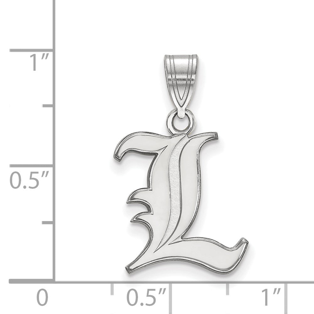 Sterling Silver Rhodium Plated Logoart University Of Louisville Letter L Medium Pendant