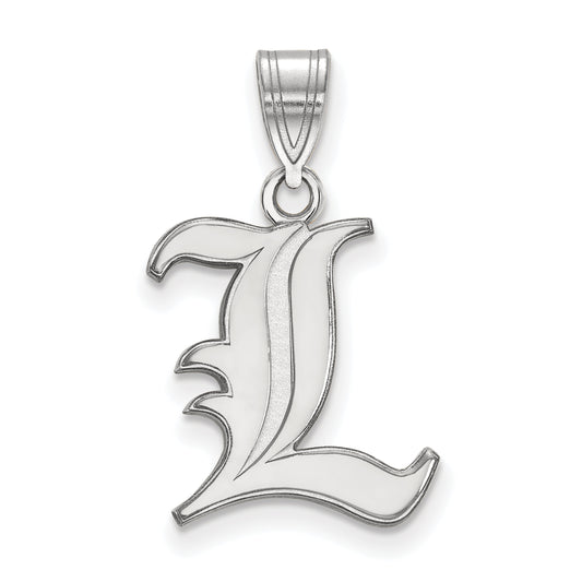 10K White Gold Logoart University Of Louisville Letter L Medium Pendant