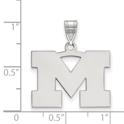 Sterling Silver Rhodium Plated Logoart University Of Michigan Letter M Medium Pendant