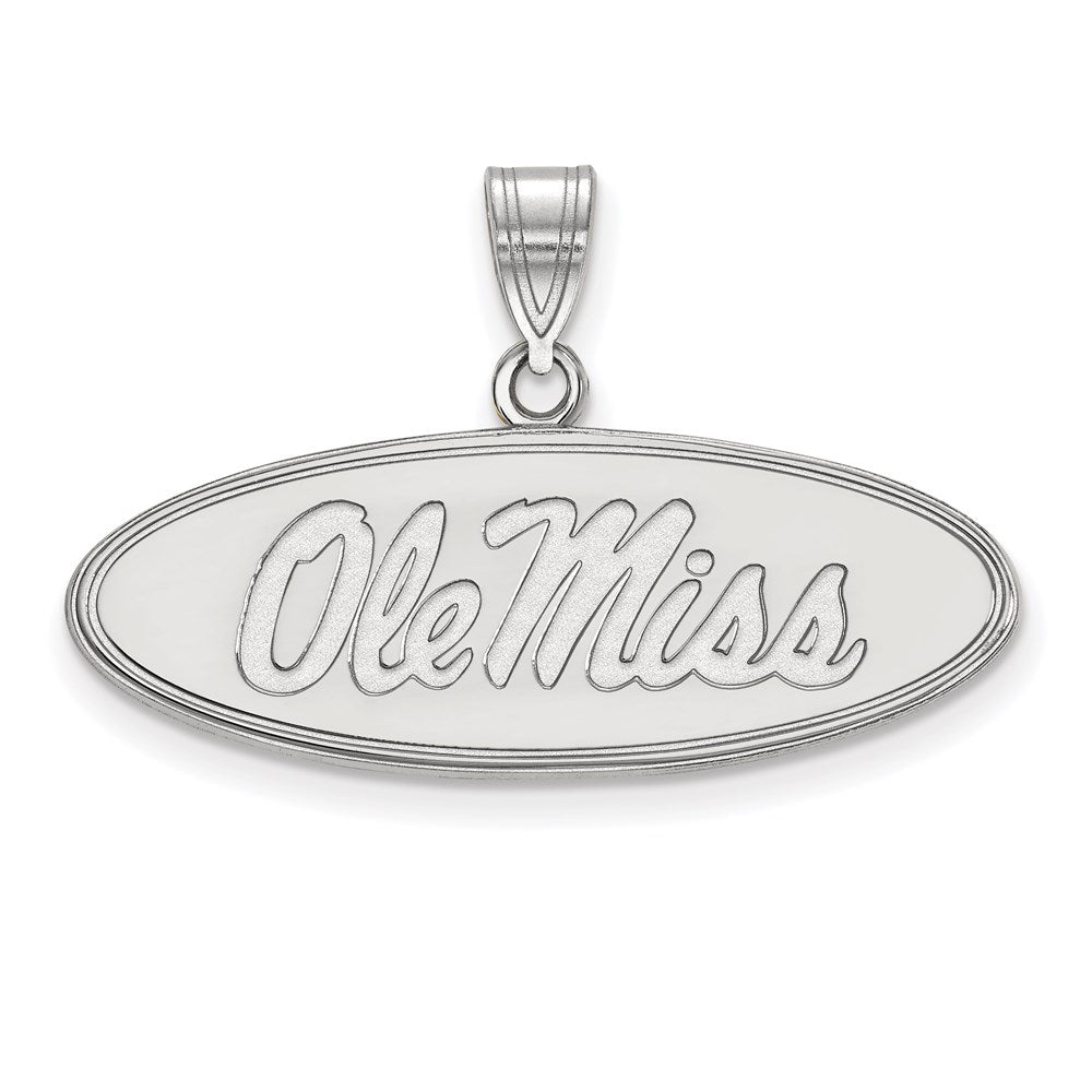 14K White Gold Logoart University Of Mississippi Ole Miss Medium Oval Pendant