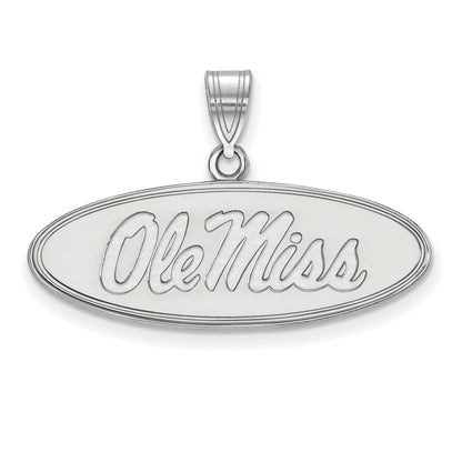 10K White Gold Logoart University Of Mississippi Ole Miss Medium Oval Pendant
