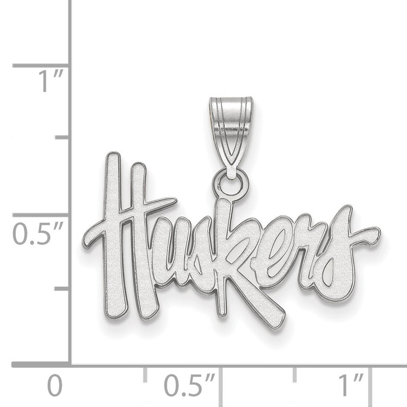 Sterling Silver Rhodium Plated Logoart University Of Nebraska Huskers Medium Pendant