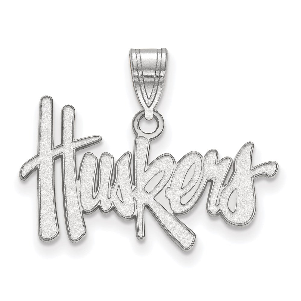 Sterling Silver Rhodium Plated Logoart University Of Nebraska Huskers Medium Pendant