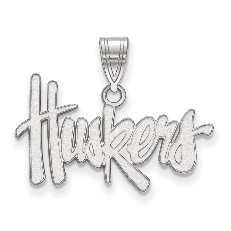 Sterling Silver Rhodium Plated Logoart University Of Nebraska Huskers Medium Pendant