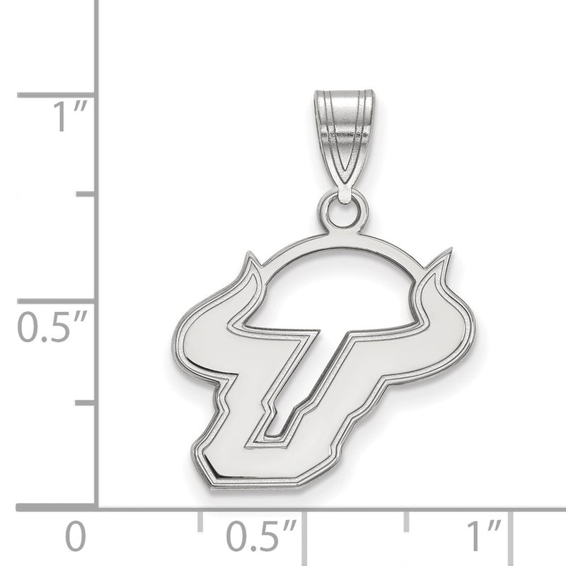 Sterling Silver Rhodium Plated Logoart University Of South Florida Bull Medium Pendant