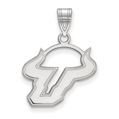Sterling Silver Rhodium Plated Logoart University Of South Florida Bull Medium Pendant