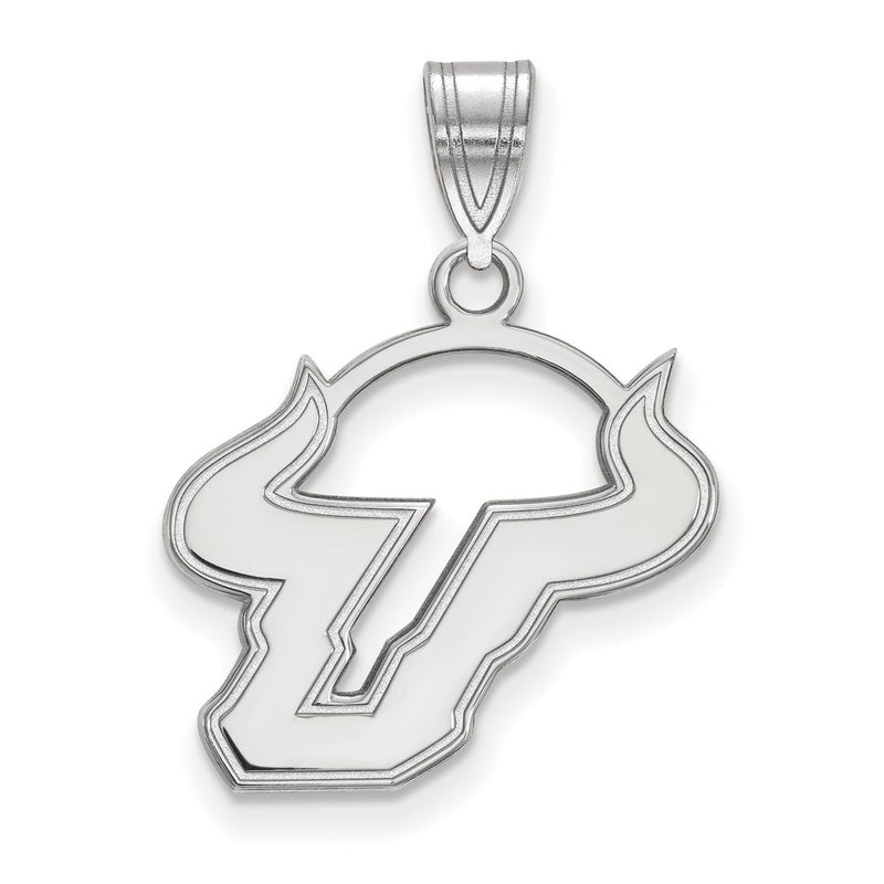 Sterling Silver Rhodium Plated Logoart University Of South Florida Bull Medium Pendant