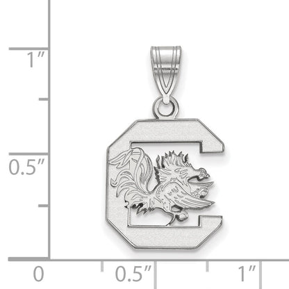 Sterling Silver Rhodium Plated Logoart University Of South Carolina Medium Pendant