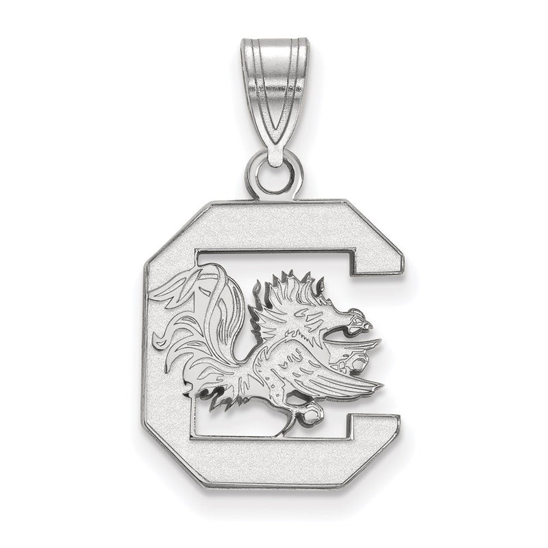 Sterling Silver Rhodium Plated Logoart University Of South Carolina Medium Pendant