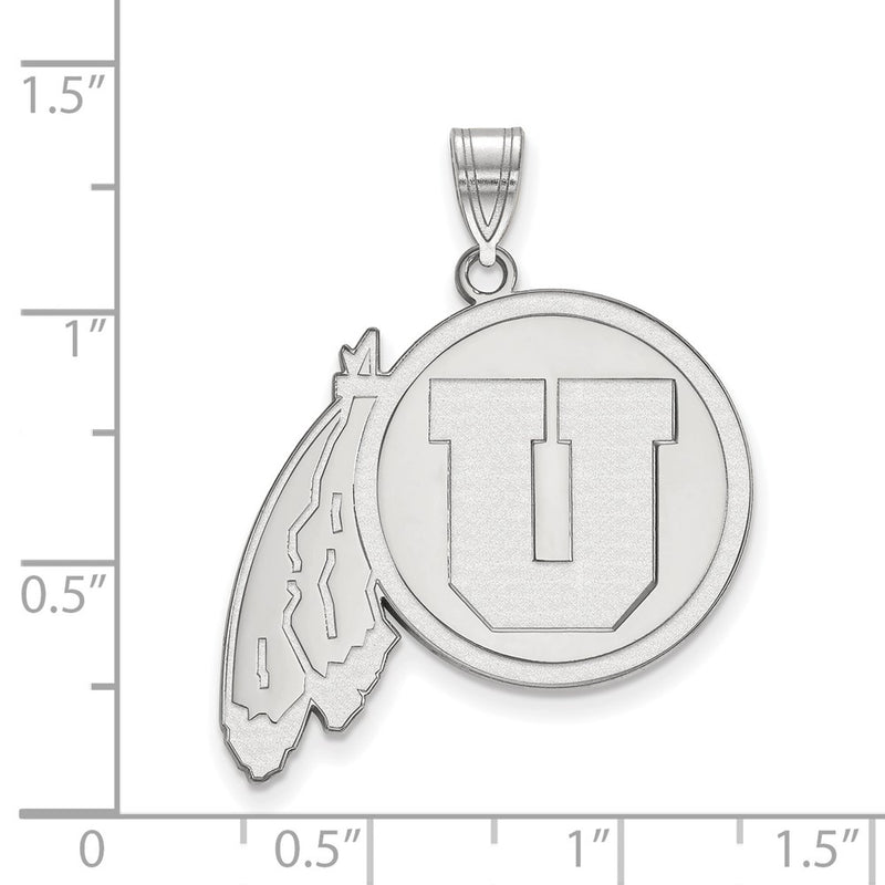 Sterling Silver Rhodium Plated Logoart University Of Utah Extra Large Pendant