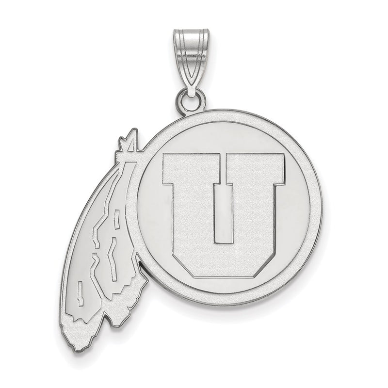 Sterling Silver Rhodium Plated Logoart University Of Utah Extra Large Pendant
