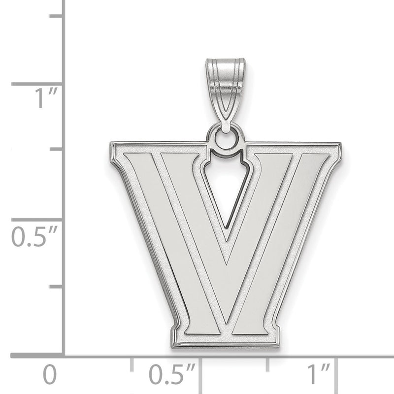 14K White Gold Logoart Villanova University Letter V Large Pendant