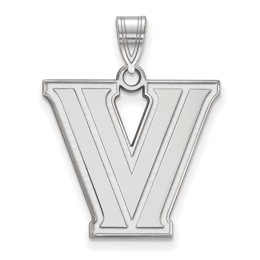 10K White Gold Logoart Villanova University Letter V Large Pendant