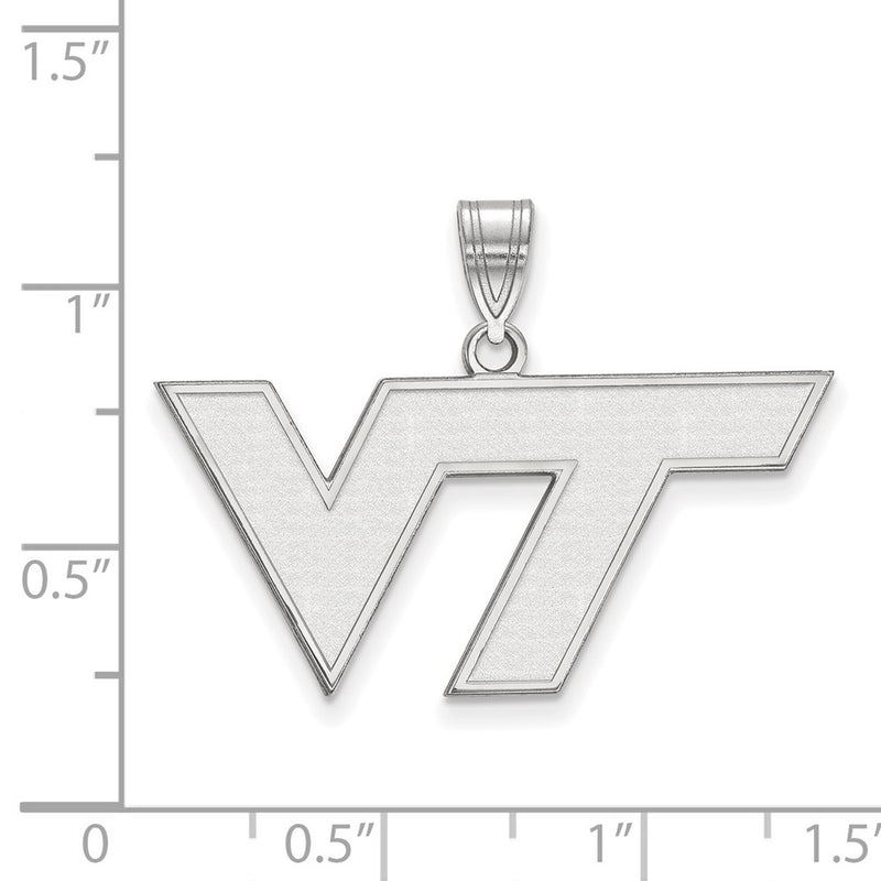 Sterling Silver Rhodium Plated Logoart Virginia Tech V T Medium Pendant