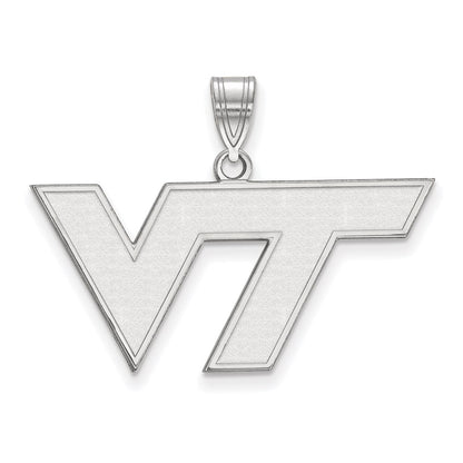 Sterling Silver Rhodium Plated Logoart Virginia Tech V T Medium Pendant