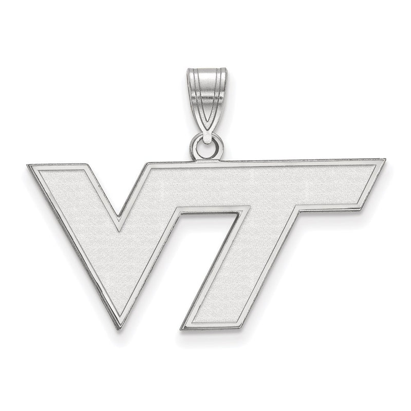 Sterling Silver Rhodium Plated Logoart Virginia Tech V T Medium Pendant