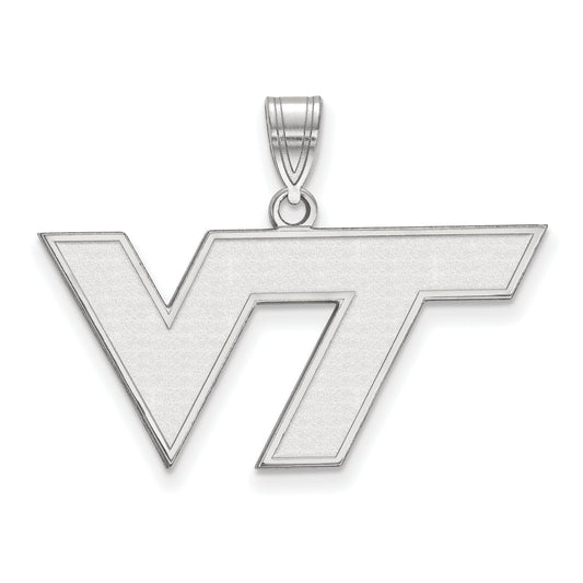 10K White Gold Logoart Virginia Tech V T Medium Pendant