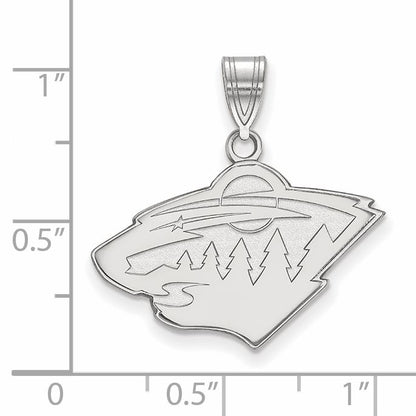10K White Gold Nhl Logoart Minnesota Wild Medium Pendant