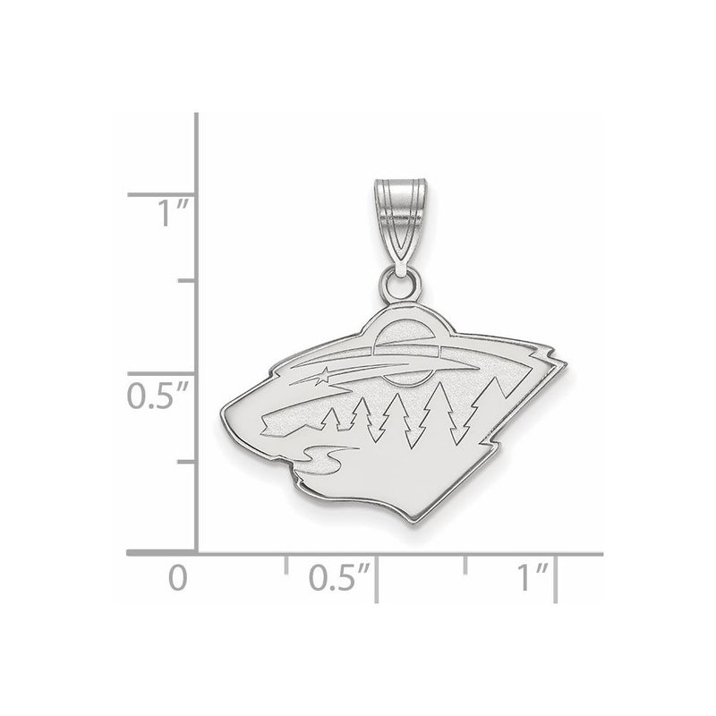 14K White Gold Nhl Logoart Minnesota Wild Medium Pendant