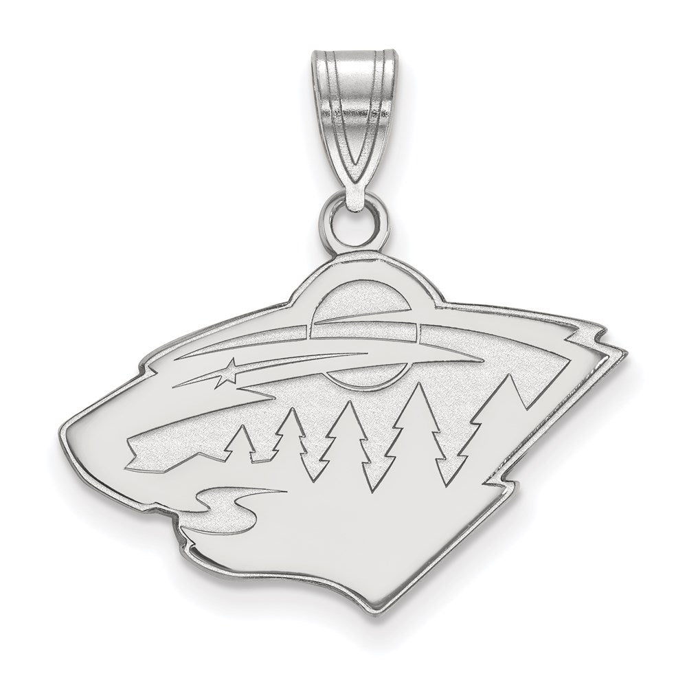 14K White Gold Nhl Logoart Minnesota Wild Medium Pendant