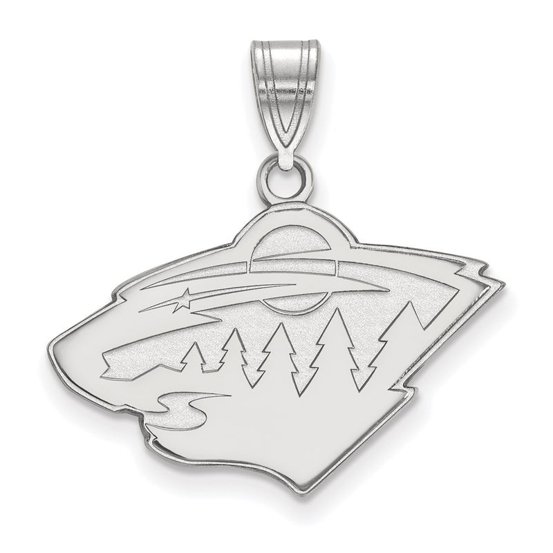 14K White Gold Nhl Logoart Minnesota Wild Medium Pendant