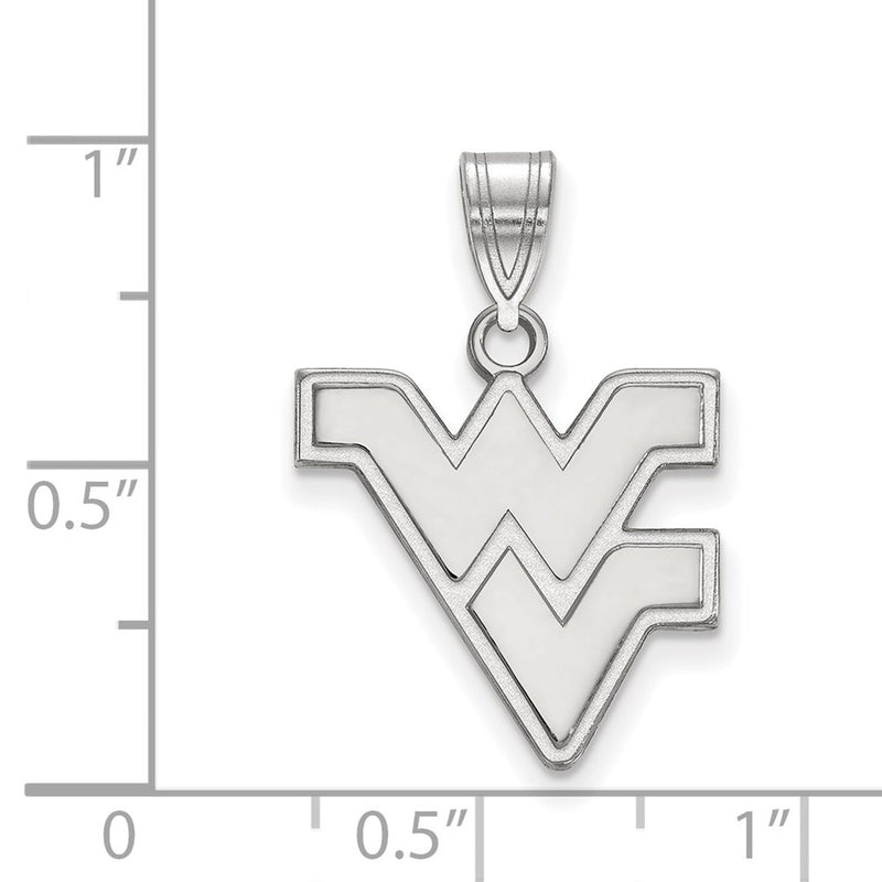 Sterling Silver Rhodium Plated Logoart West Virginia University W V Medium Pendant