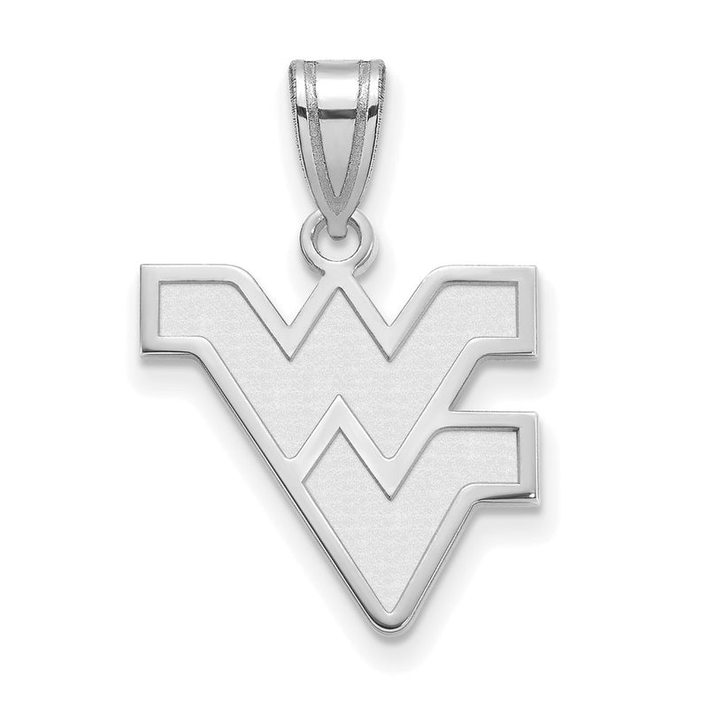 Sterling Silver Rhodium Plated Logoart West Virginia University W V Medium Pendant