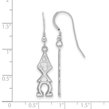 Sterling Silver Rhodium Plated Logoart Alpha Chi Omega Sorority Greek Letters Small Dangle Earrings