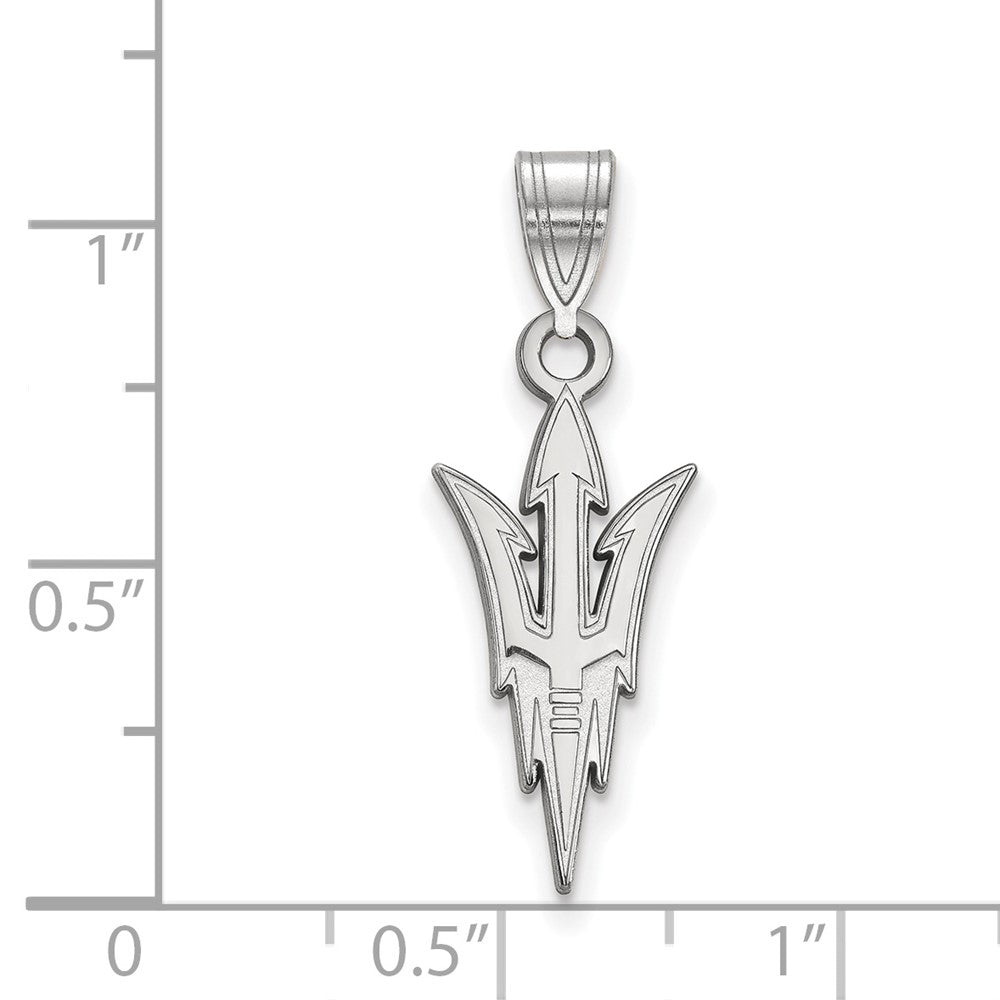 Sterling Silver Rhodium Plated Logoart Arizona State University Pitchfork Large Pendant
