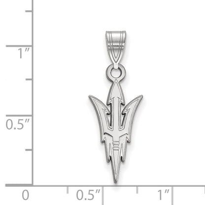 Sterling Silver Rhodium Plated Logoart Arizona State University Pitchfork Large Pendant