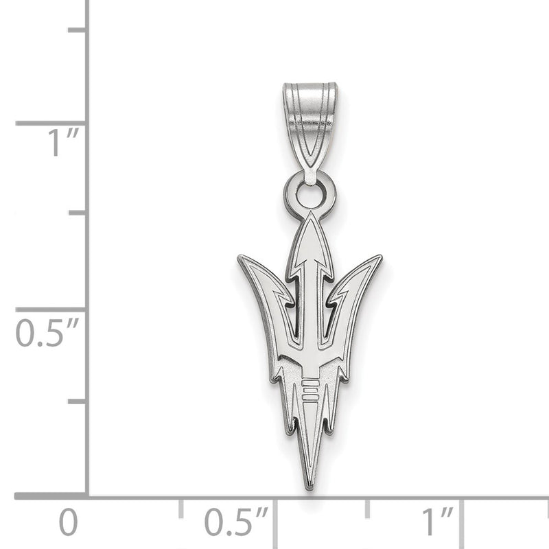 Sterling Silver Rhodium Plated Logoart Arizona State University Pitchfork Large Pendant