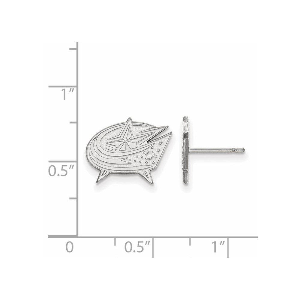 Sterling Silver Rhodium Plated Nhl Logoart Columbus Blue Jackets Small Post Earrings