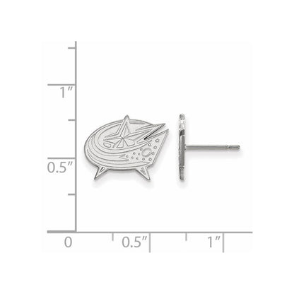 Sterling Silver Rhodium Plated Nhl Logoart Columbus Blue Jackets Small Post Earrings