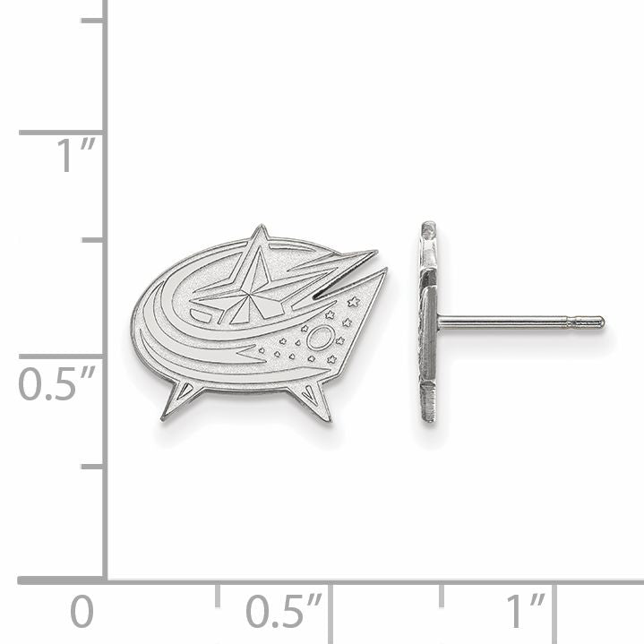14K White Gold Nhl Logoart Columbus Blue Jackets Small Post Earrings