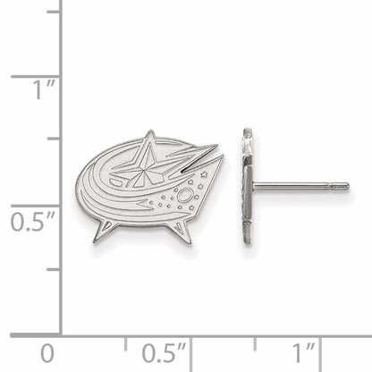 14K White Gold Nhl Logoart Columbus Blue Jackets Small Post Earrings