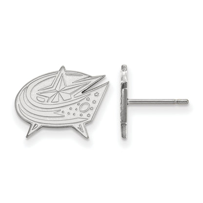 14K White Gold Nhl Logoart Columbus Blue Jackets Small Post Earrings