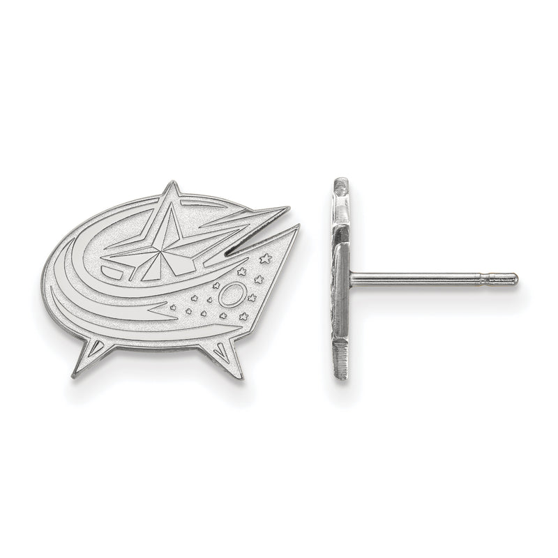 14K White Gold Nhl Logoart Columbus Blue Jackets Small Post Earrings