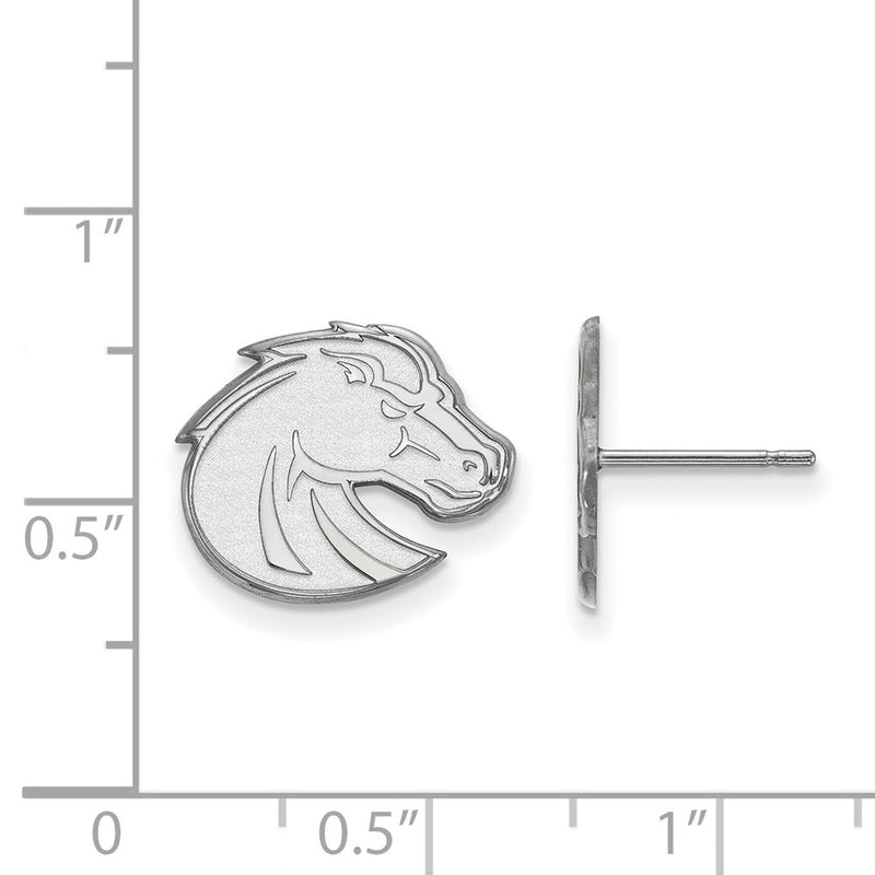 Sterling Silver Rhodium Plated Logoart Boise State University Bronco Small Post Earrings