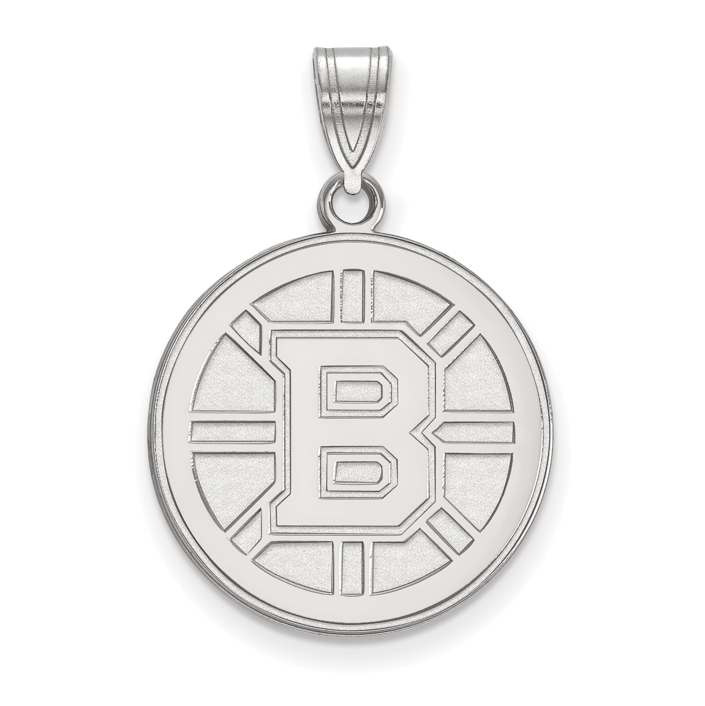 10K White Gold Nhl Logoart Boston Bruins Large Pendant