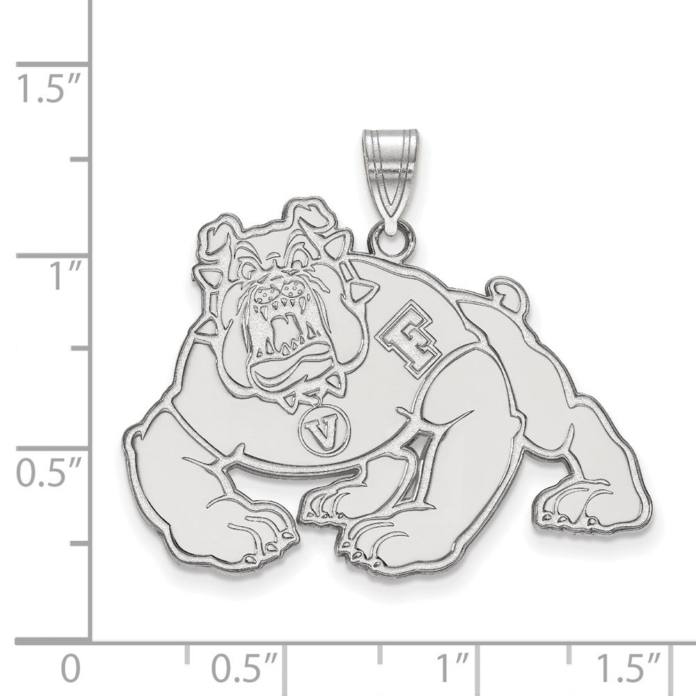 10K White Gold Logoart California State University Fresno Bulldog Extra Large Pendant