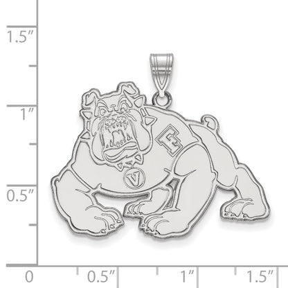 10K White Gold Logoart California State University Fresno Bulldog Extra Large Pendant