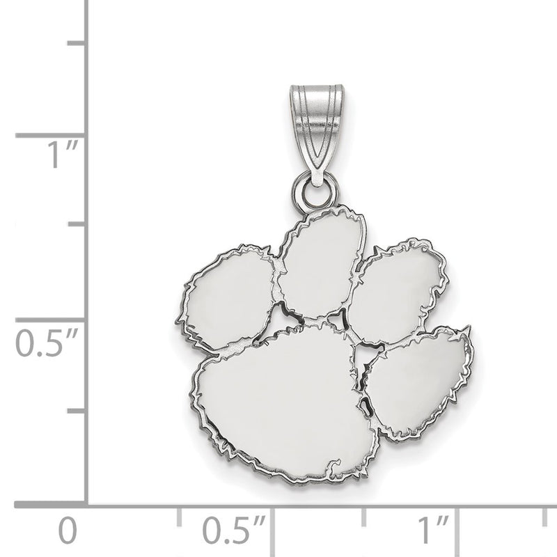 10K White Gold Logoart Clemson University Tiger Paw Large Pendant