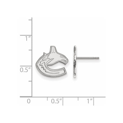Sterling Silver Rhodium Plated Nhl Logoart Vancouver Canucks Small Post Earrings